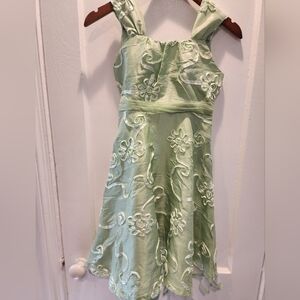 Rare Editions Light Green Floral Kids Dress